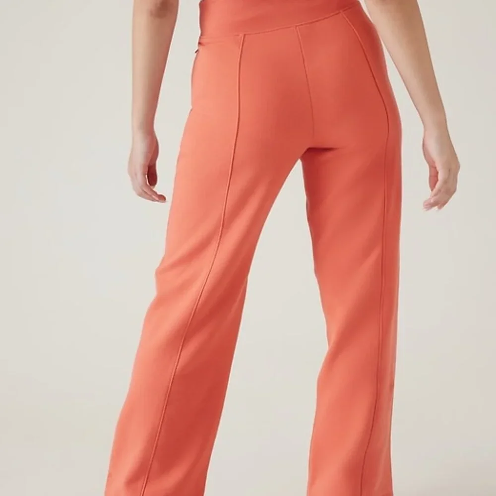 ATHLETA petite retro plush logo straight leg pants in soft persimmon (MP)